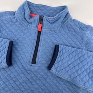Crewcuts Quilted Pullover Kids Size 6-7 Blue Diamond Stitch Quarter Zip Sweater